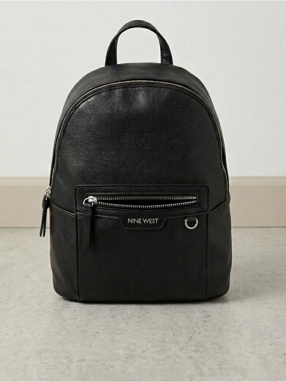 Nine West Black Mini Backpack with Front Zip Pocket